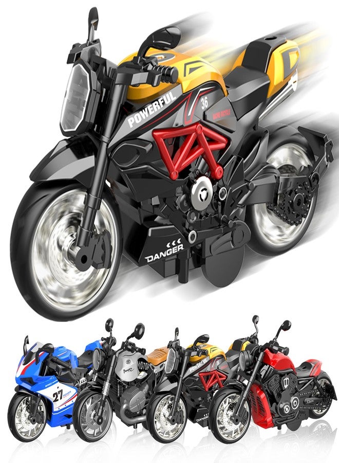 MLcnleS Alloy Metal Diecast Motorcycle Model Toy Set, 4 Pack of 1:12 Scale Die-Cast Motorcycles, Pull Back Function Toy Moto Bike for Kids Boys Girls and Collectors - Image 1